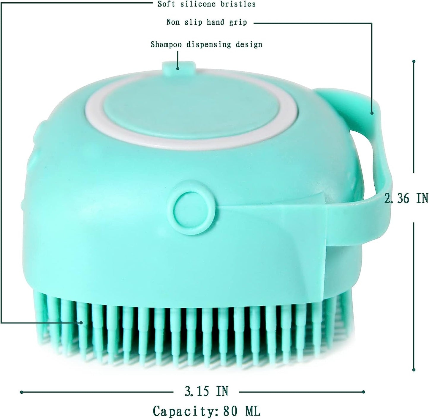 Soft Silicone Pet Bath Brush with Shampoo Dispenser for Dogs and Cats - Grooming and Shower Scrubber (Blue)