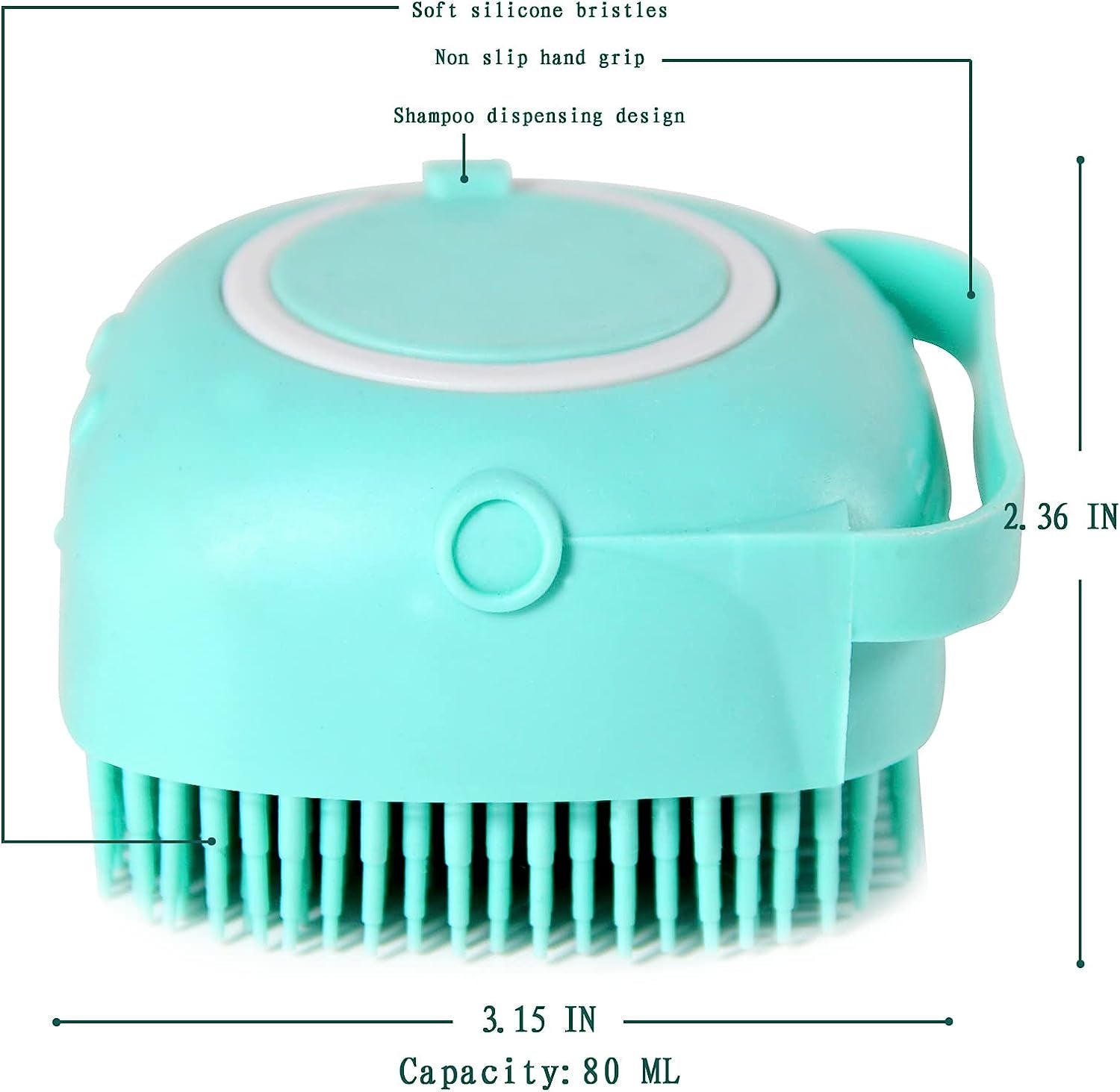 Soft Silicone Pet Bath Brush with Shampoo Dispenser for Dogs and Cats - Grooming and Shower Scrubber (Blue)